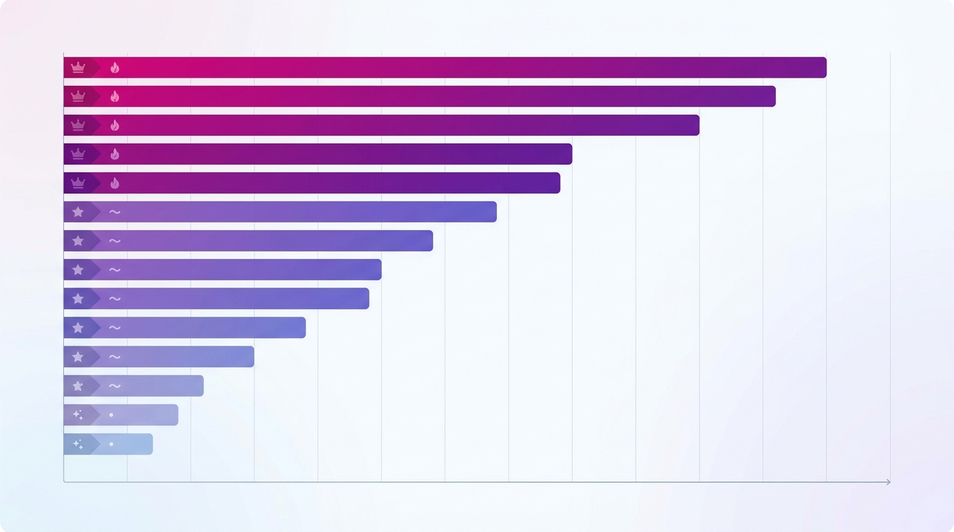Bar chart or infographic ranking popular baddie hashtags (#baddie, #baddievibes, #confidence, #slay, #glam, #instabaddie, etc.) by usage volume, with a visual indicator distinguishing high-volume vs niche tags