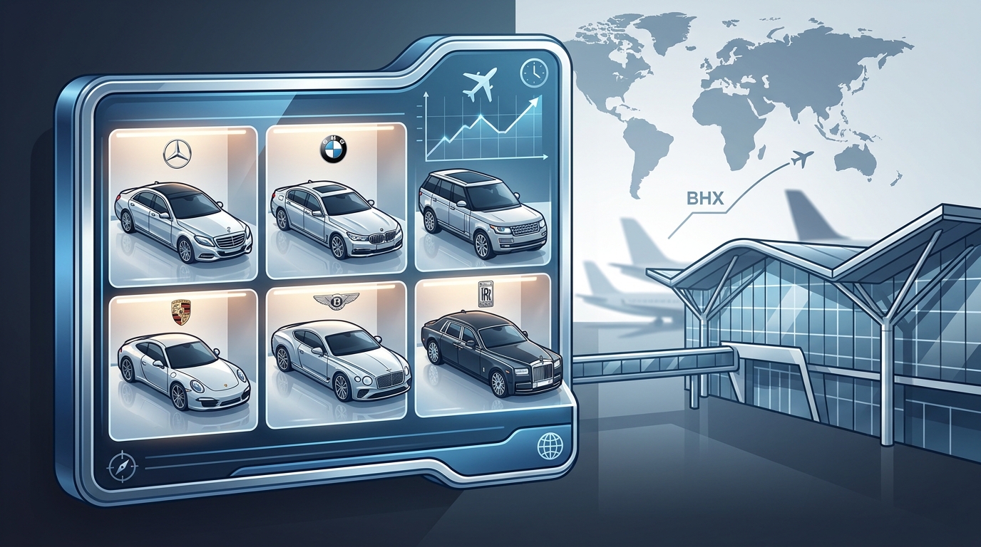 Visual gallery or grid showcasing the premium fleet brands available (Mercedes-Benz S-Class, BMW 7 Series, Range Rover, Porsche, Bentley, Rolls-Royce)