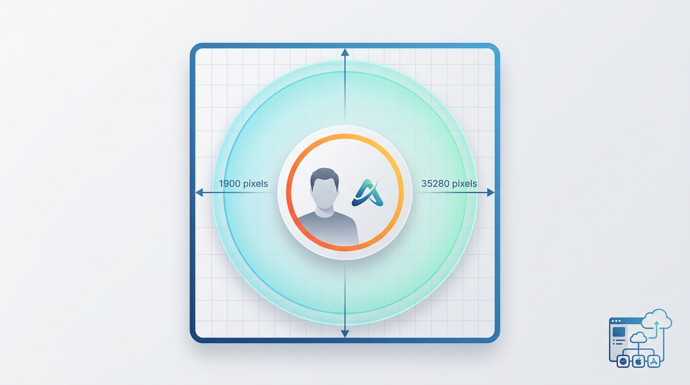 Infographic diagram illustrating Instagram profile picture dimensions, showing a square upload (320x320 up to 1080x1080 pixels) with the circular crop overlay, and safe centering zones