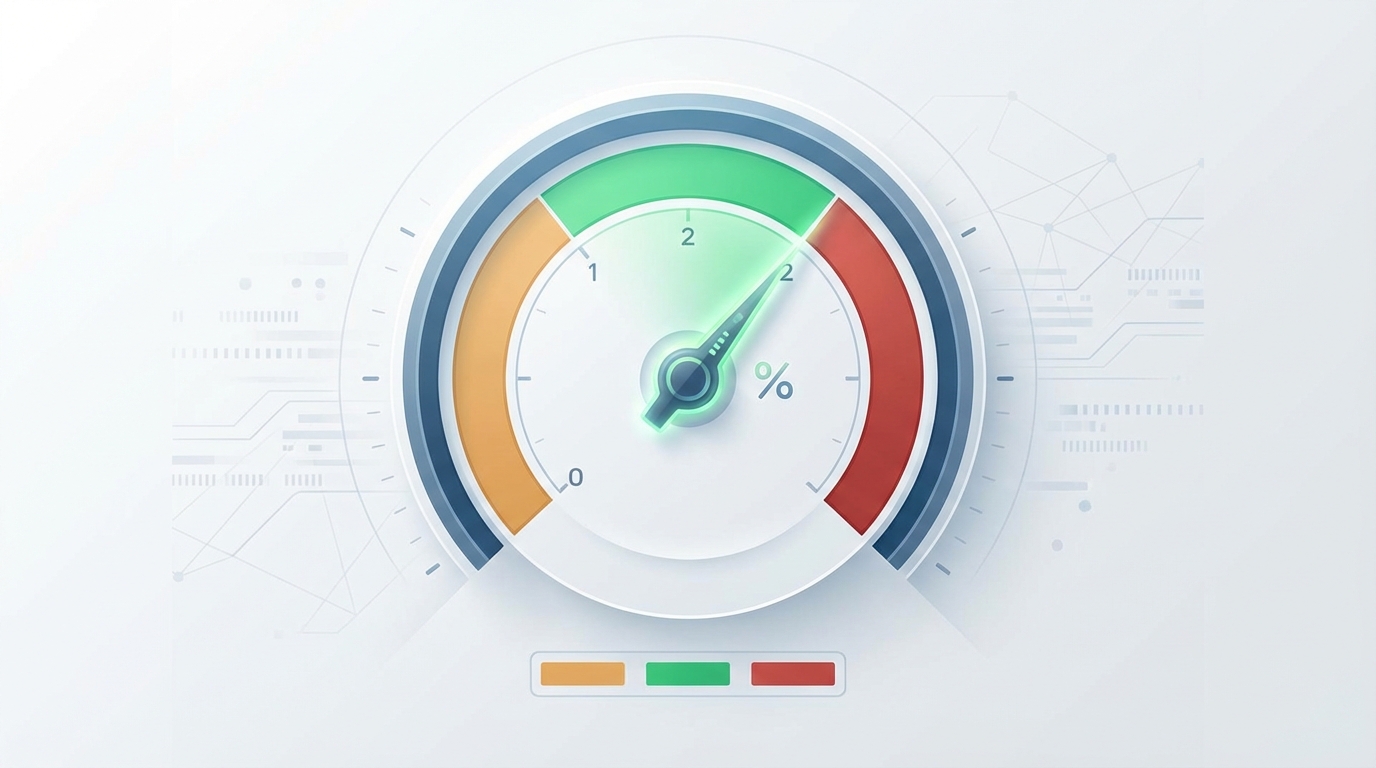 Simple gauge or percentage visualization showing the 1-2% ideal keyword density range, with color-coded zones indicating under-optimized (below 1%), optimal (1-2%), and over-optimized/stuffing (above 2%)