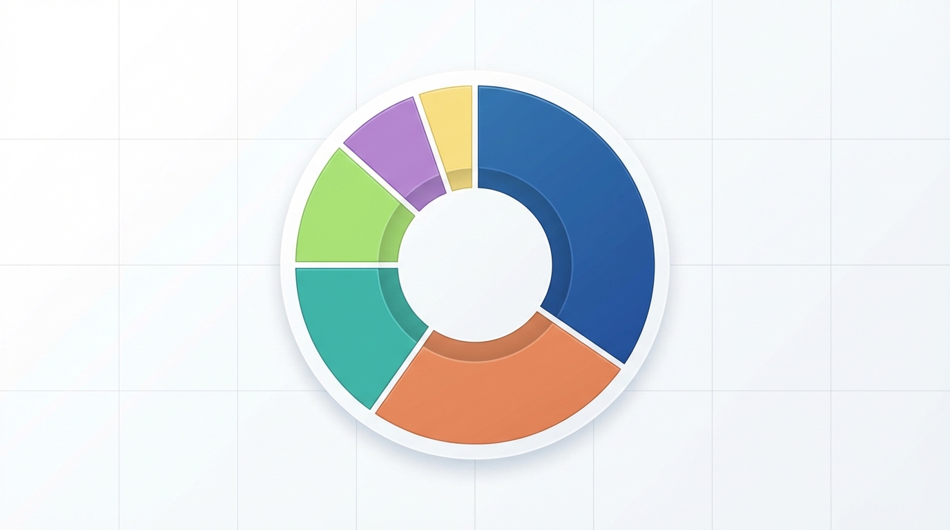 Pie chart or segmented diagram showing the breakdown of main website traffic sources: organic search, direct traffic, referral traffic, social media, paid search, and email marketing